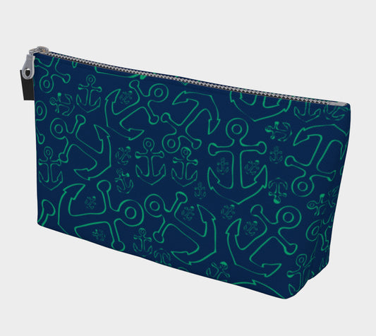 Anchor Dream Makeup Bag - Green on Navy - SummerTies