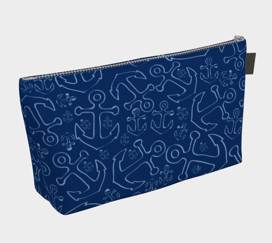 Anchor Dream Makeup Bag - Blue on Navy - SummerTies