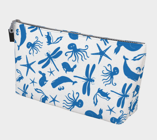 Multi Creature Makeup Bag - Blue on White - SummerTies