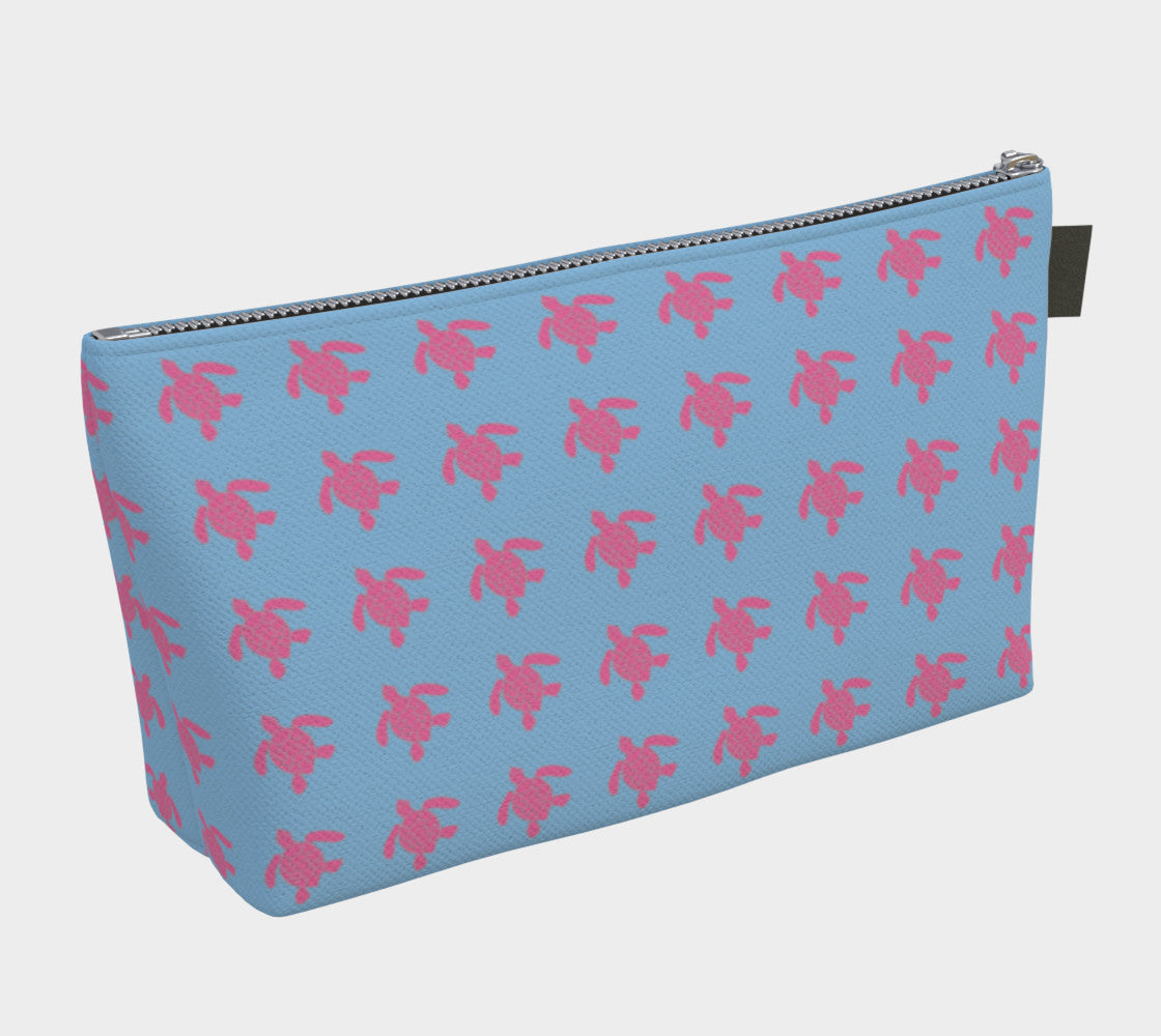 Turtle Makeup Bag - Pink on Blue - SummerTies