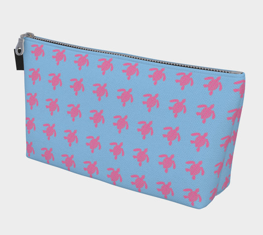 Turtle Makeup Bag - Pink on Blue - SummerTies