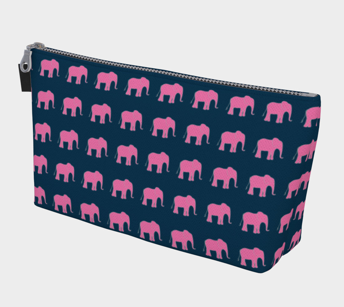 Elephant Makeup Bag - Pink on Navy - SummerTies