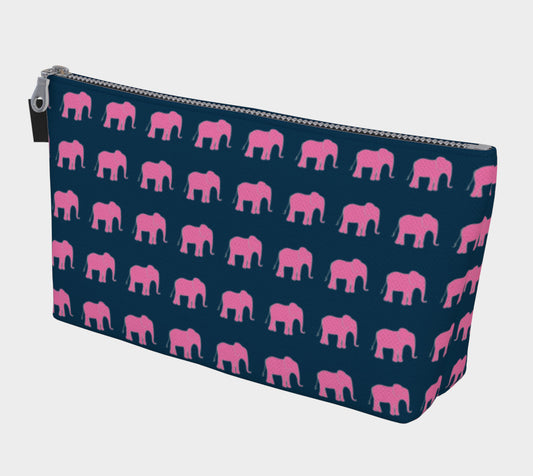 Elephant Makeup Bag - Pink on Navy - SummerTies