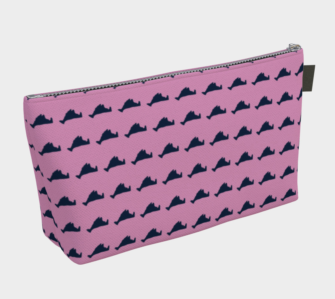 Martha's Vineyard Makeup Bag - Navy on Pink - SummerTies