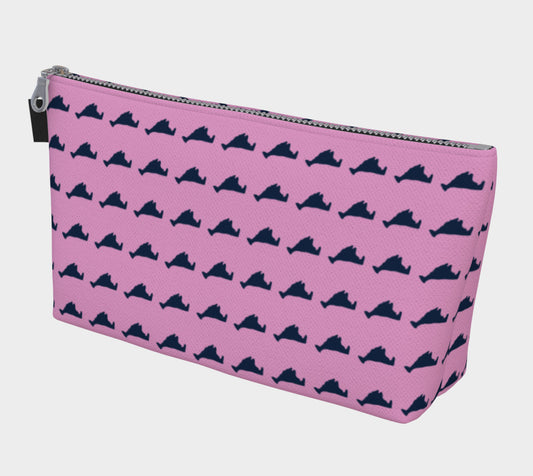 Martha's Vineyard Makeup Bag - Navy on Pink - SummerTies