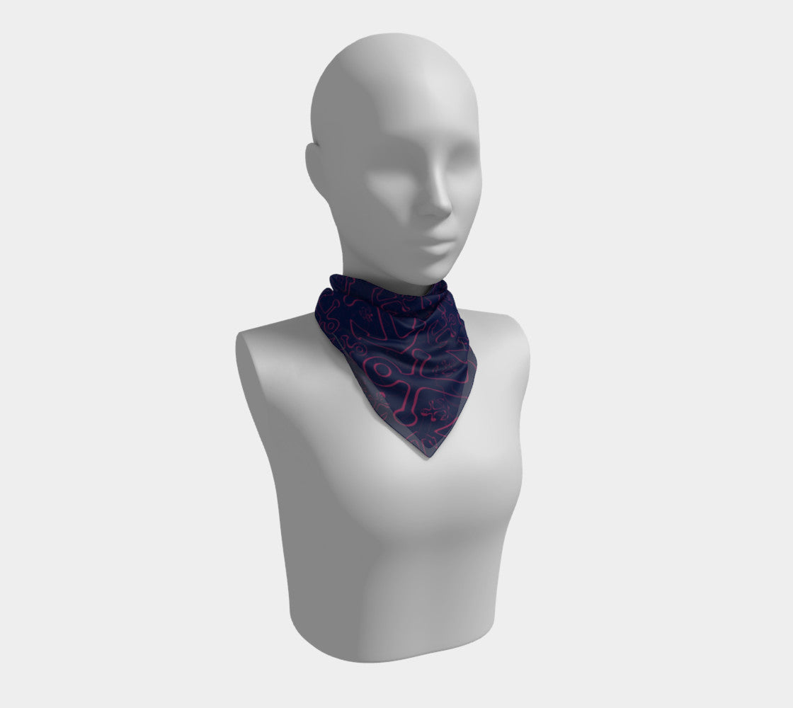 Anchor Dream Square Scarf - Pink on Navy - SummerTies