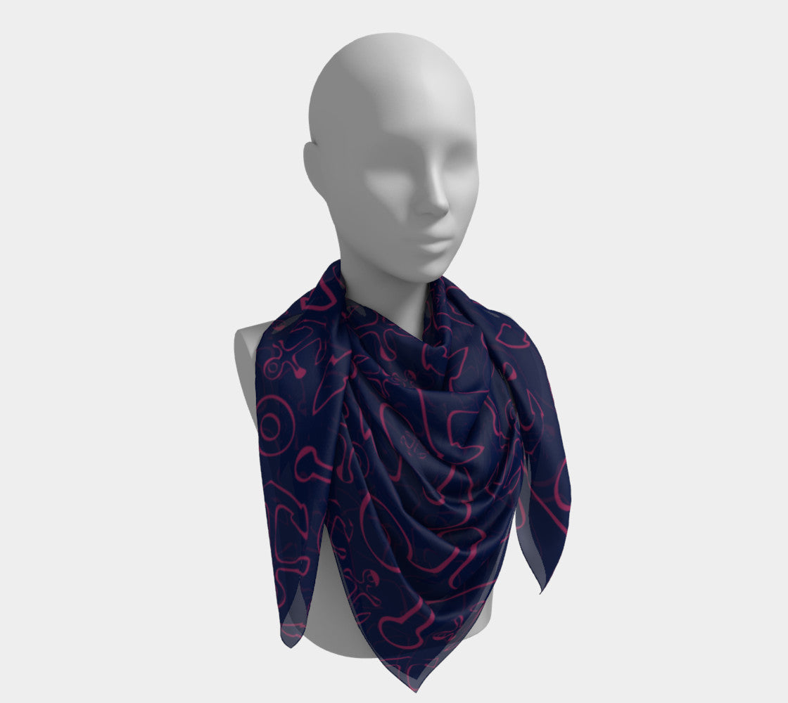 Anchor Dream Square Scarf - Pink on Navy - SummerTies