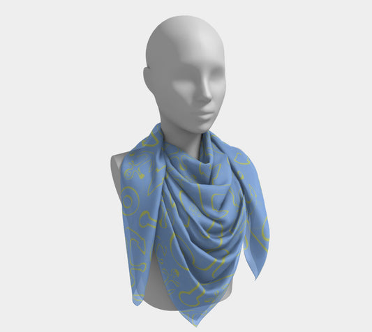 Anchor Dream Square Scarf - Yellow on Lt Blue - SummerTies