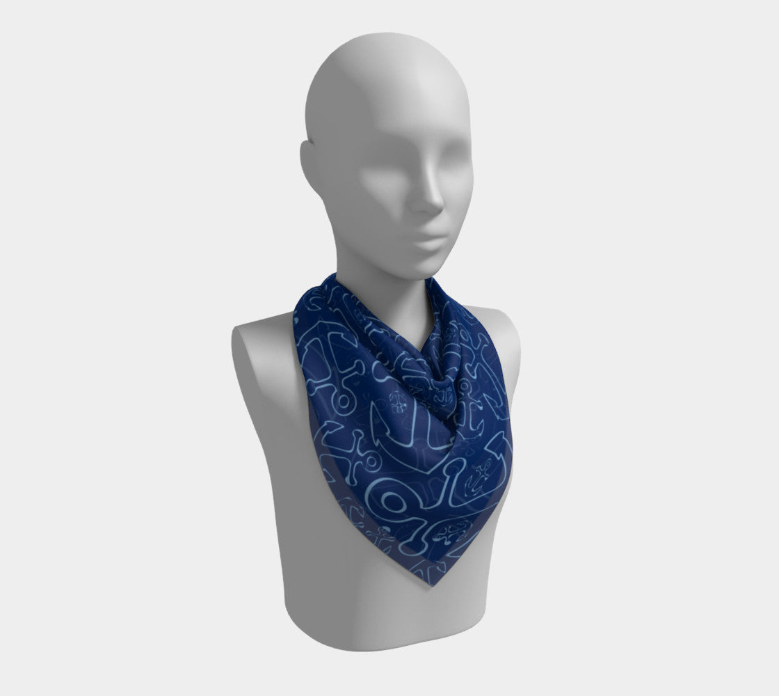 Anchor Dream Square Scarf - Blue on Navy - SummerTies