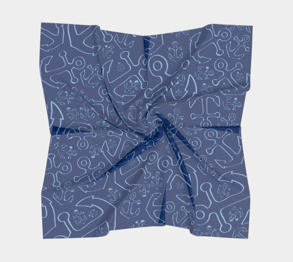 Anchor Dream Square Scarf - Blue on Navy - SummerTies