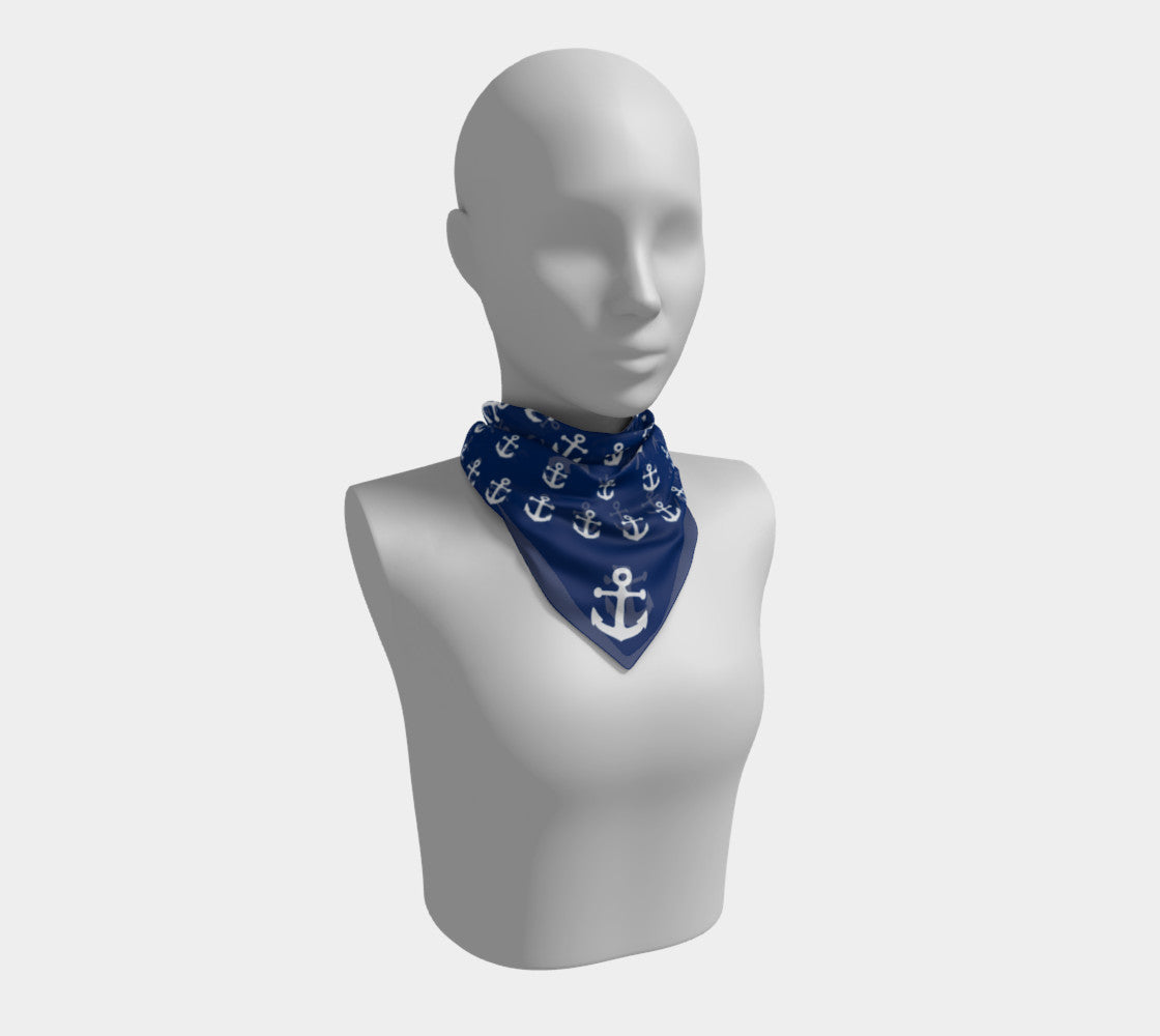 Anchor Pinwheel Square Scarf - White on Navy - SummerTies