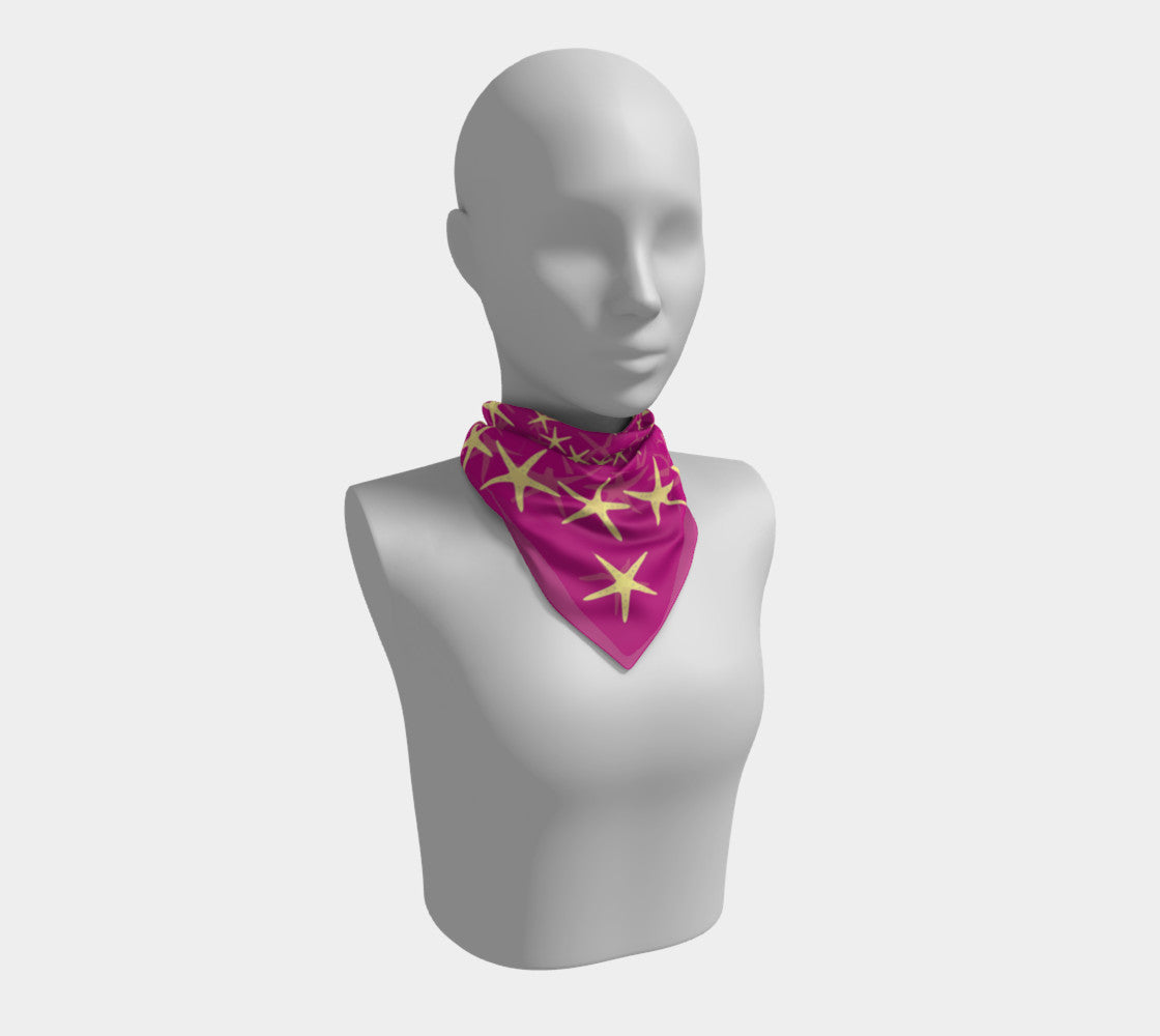 Starfish Square Scarf - Yellow on Pink - SummerTies