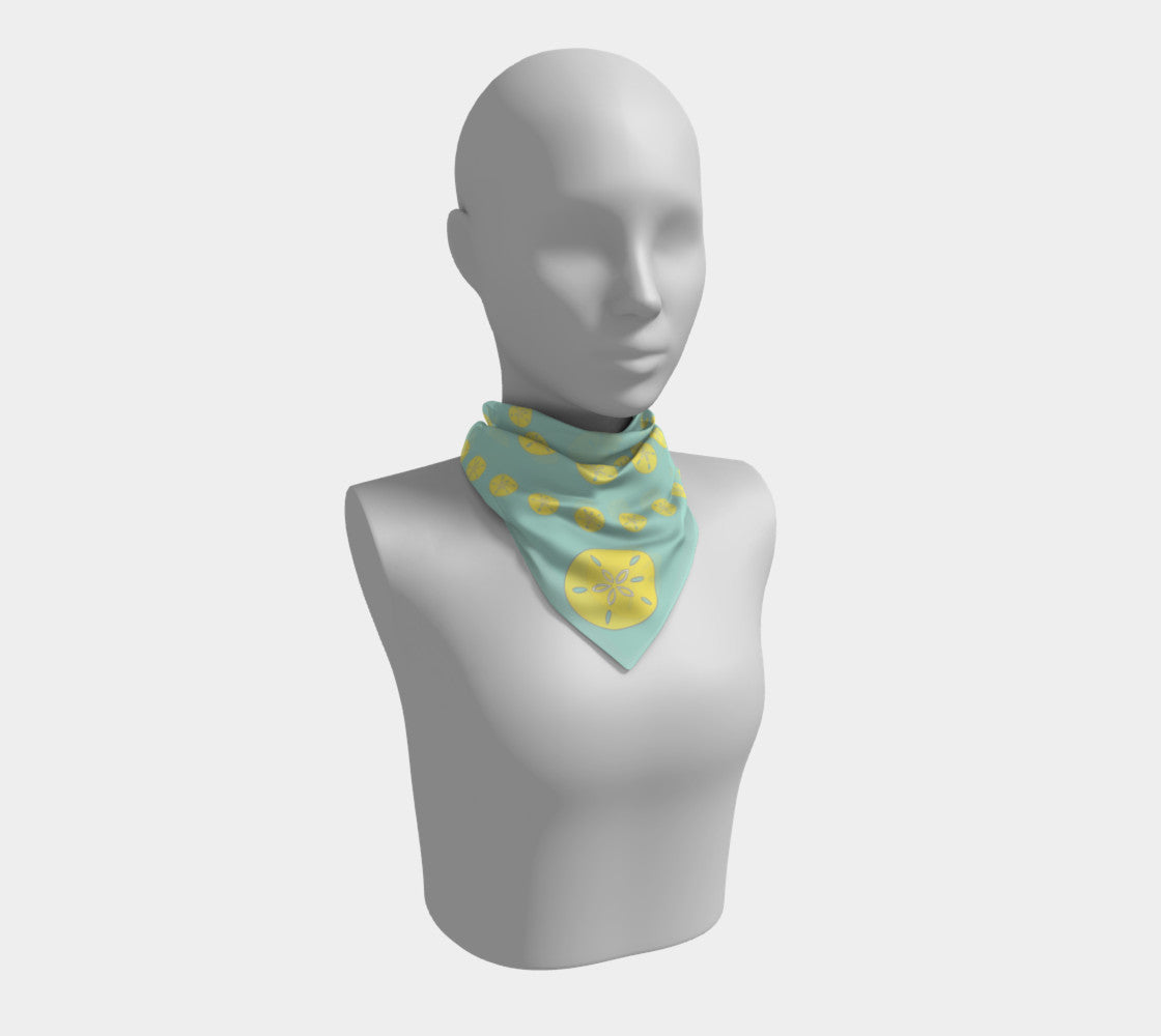 Sand Dollar Square Scarf - Yellow on Aqua - SummerTies