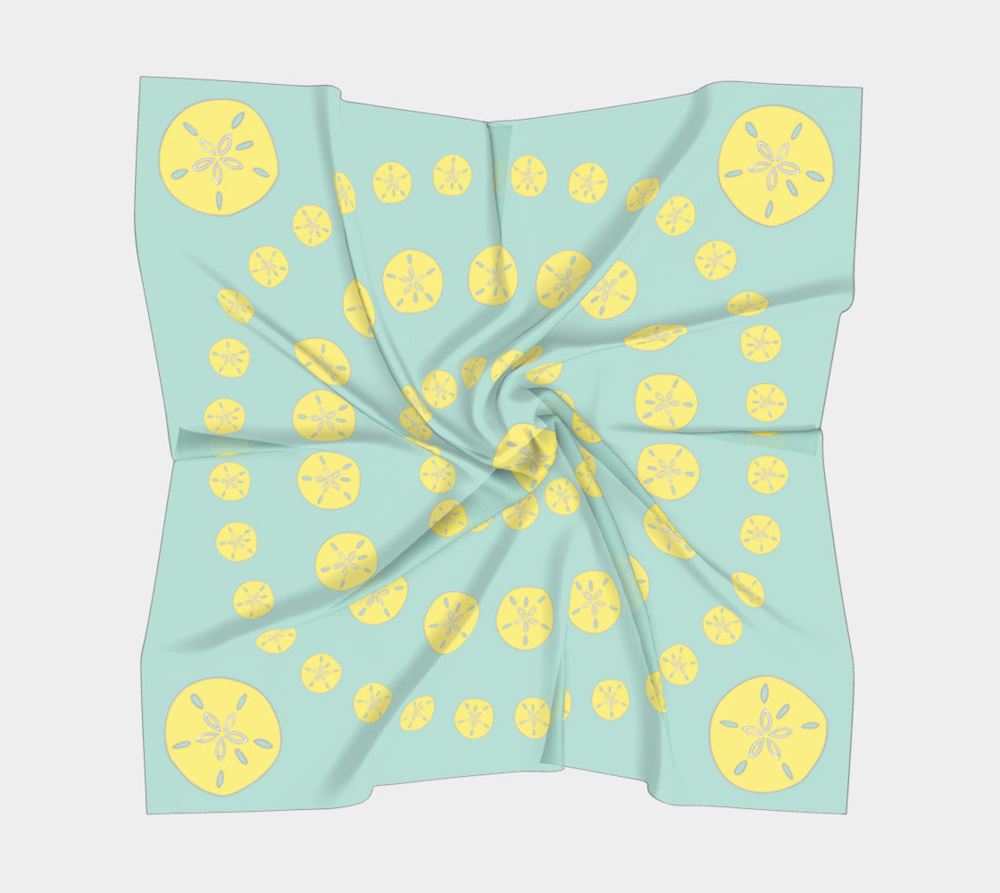 Sand Dollar Square Scarf - Yellow on Aqua - SummerTies