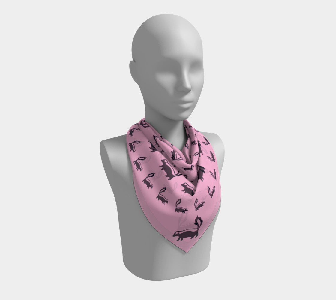 Skunk Square Scarf - Black on Pink - SummerTies