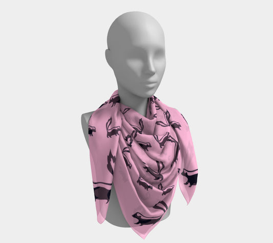 Skunk Square Scarf - Black on Pink - SummerTies