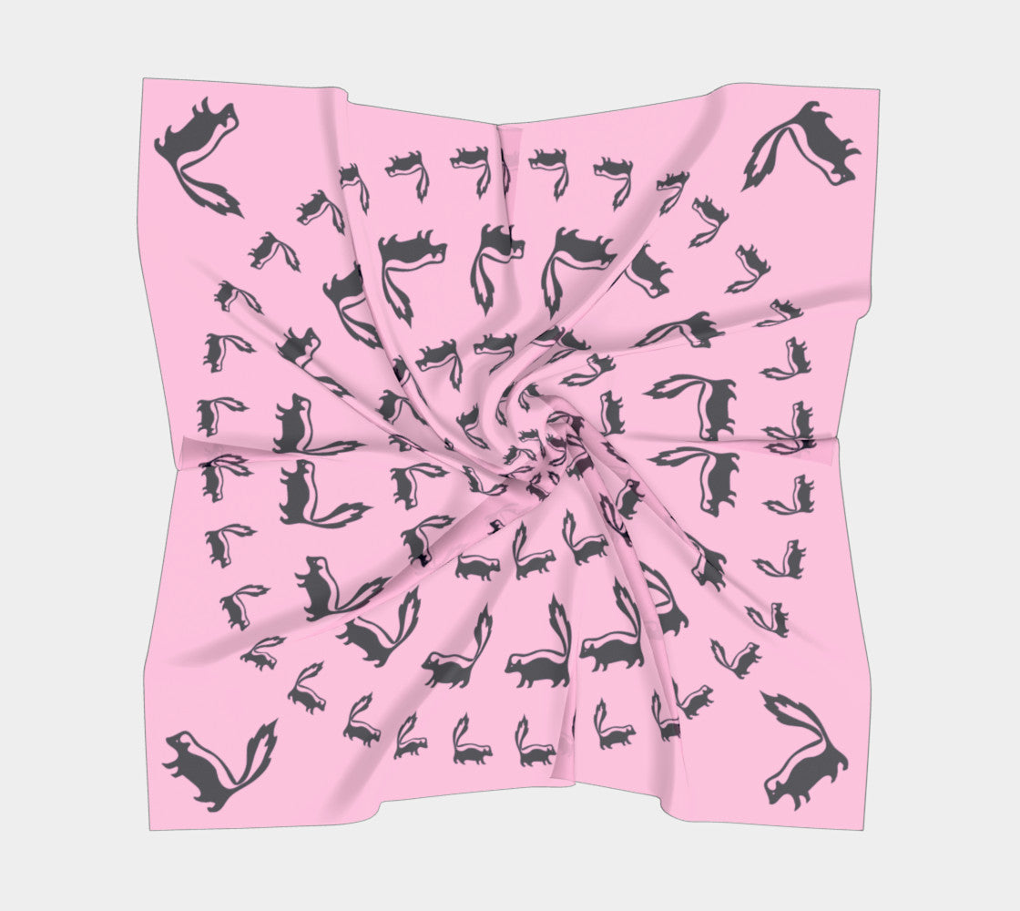 Skunk Square Scarf - Black on Pink - SummerTies