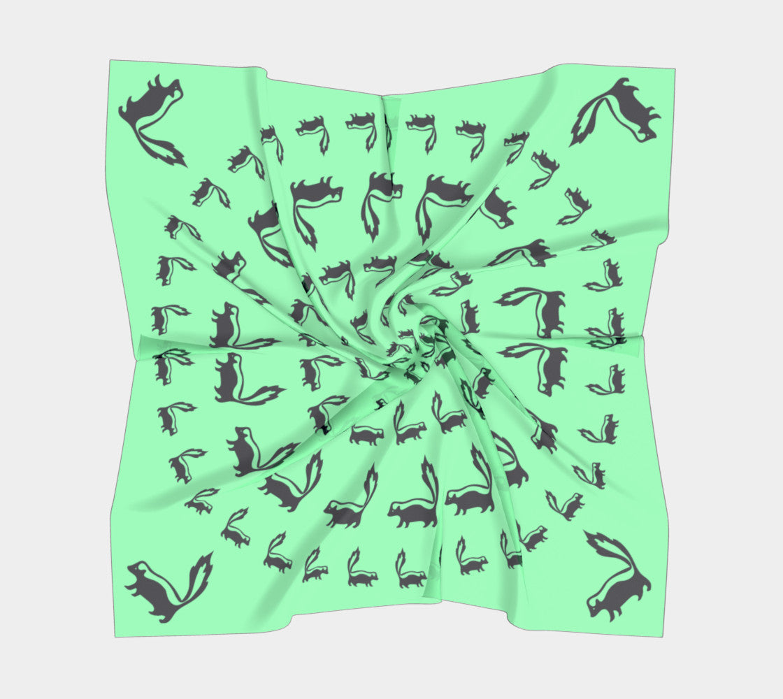 Skunk Square Scarf - Black on Green - SummerTies