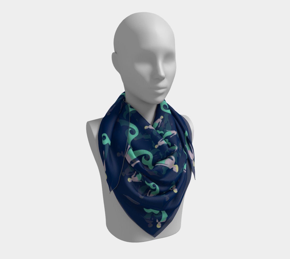Mermaid Square Scarf - Navy - SummerTies