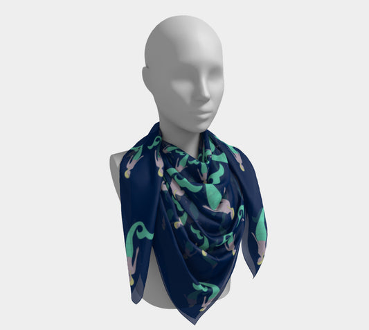 Mermaid Square Scarf - Navy - SummerTies