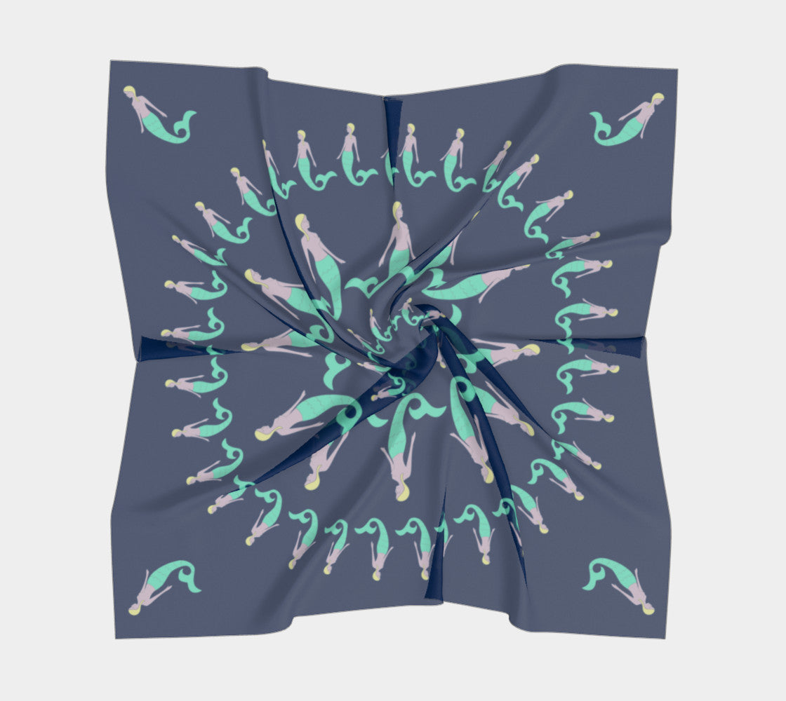 Mermaid Square Scarf - Navy - SummerTies