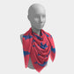 Shark Square Scarf - Blue on Coral - SummerTies
