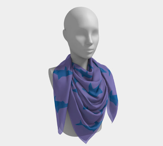 Shark Square Scarf - Blue on Purple - SummerTies