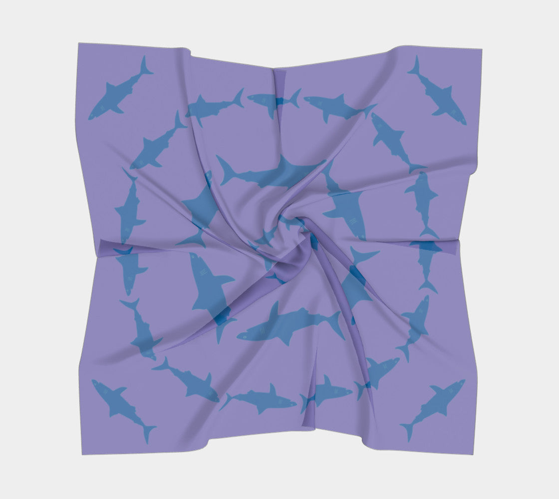 Shark Square Scarf - Blue on Purple - SummerTies