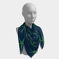 Starfish Square Scarf - Green on Navy - SummerTies