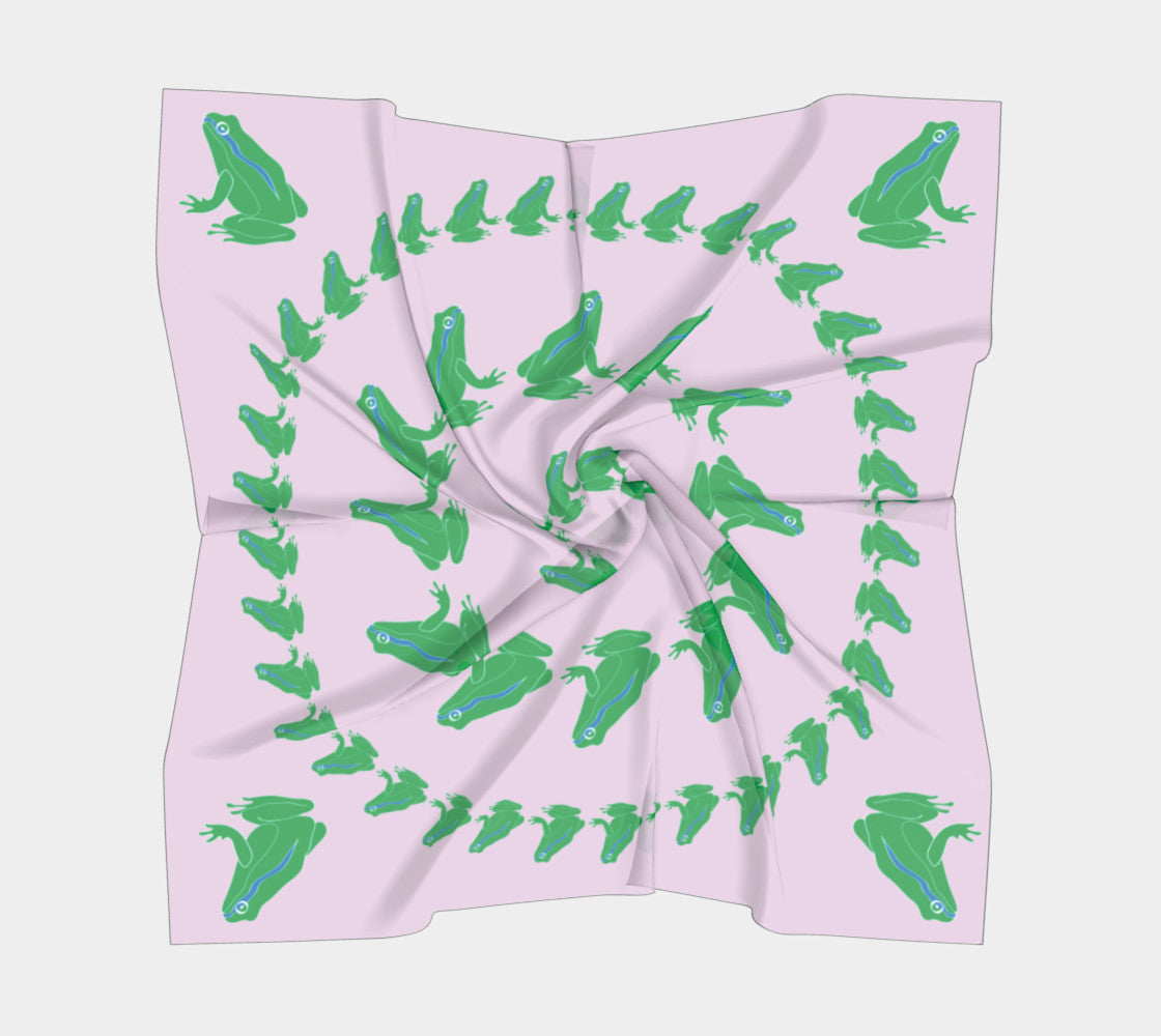 Frog Square Scarf - Green on Pink - SummerTies