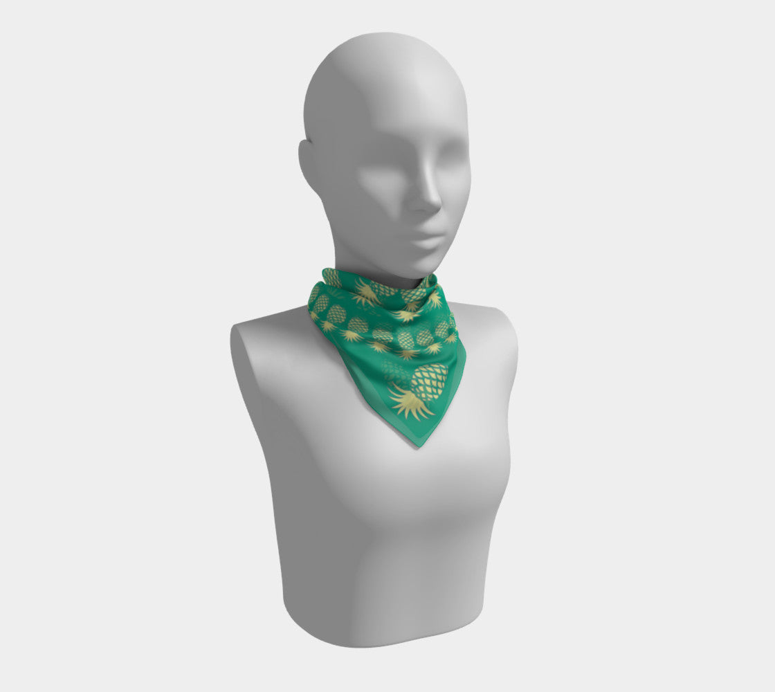 Pineapple Square Scarf - Yellow on Green - SummerTies