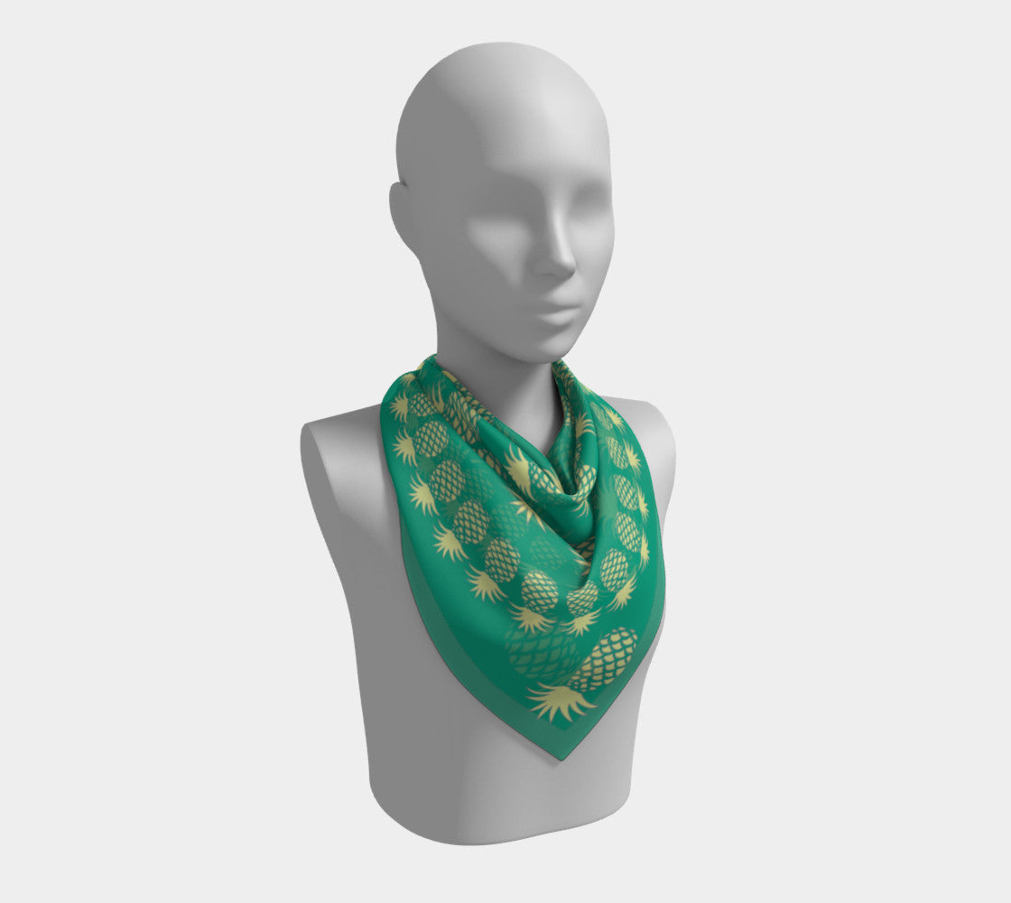 Pineapple Square Scarf - Yellow on Green - SummerTies