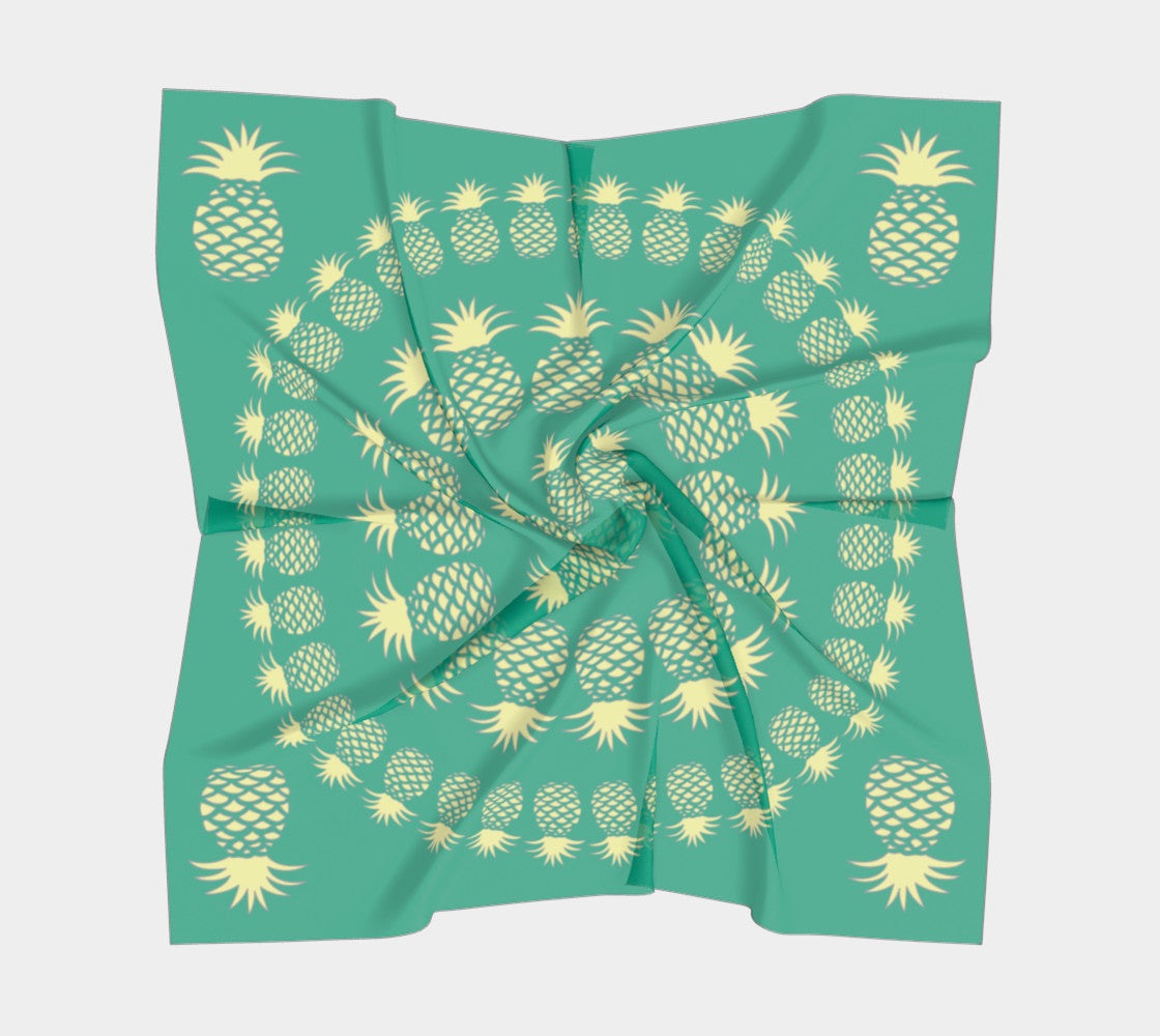 Pineapple Square Scarf - Yellow on Green - SummerTies