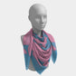 Rabbit Square Scarf - Pink on Blue - SummerTies