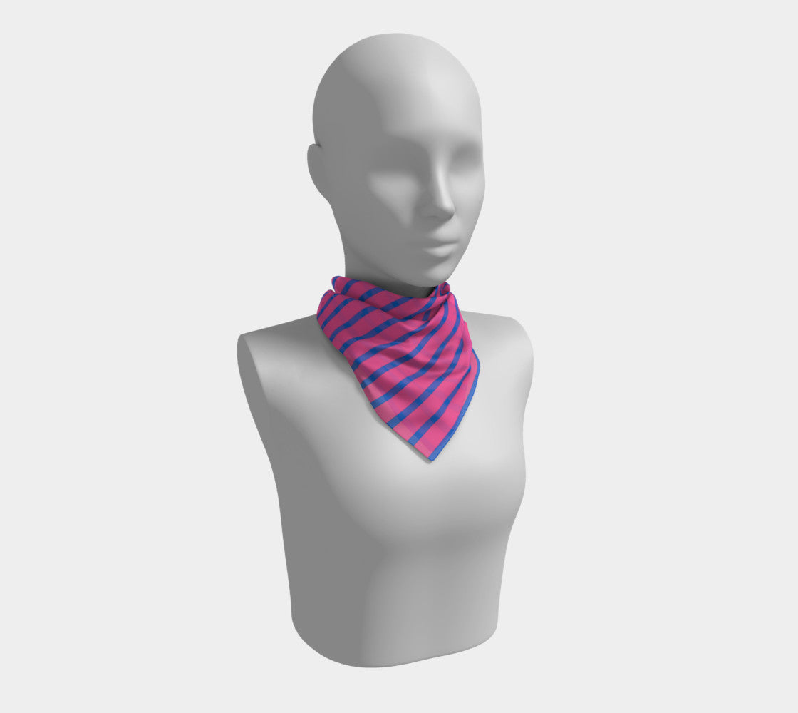 Striped Square Scarf - Blue on Pink - SummerTies