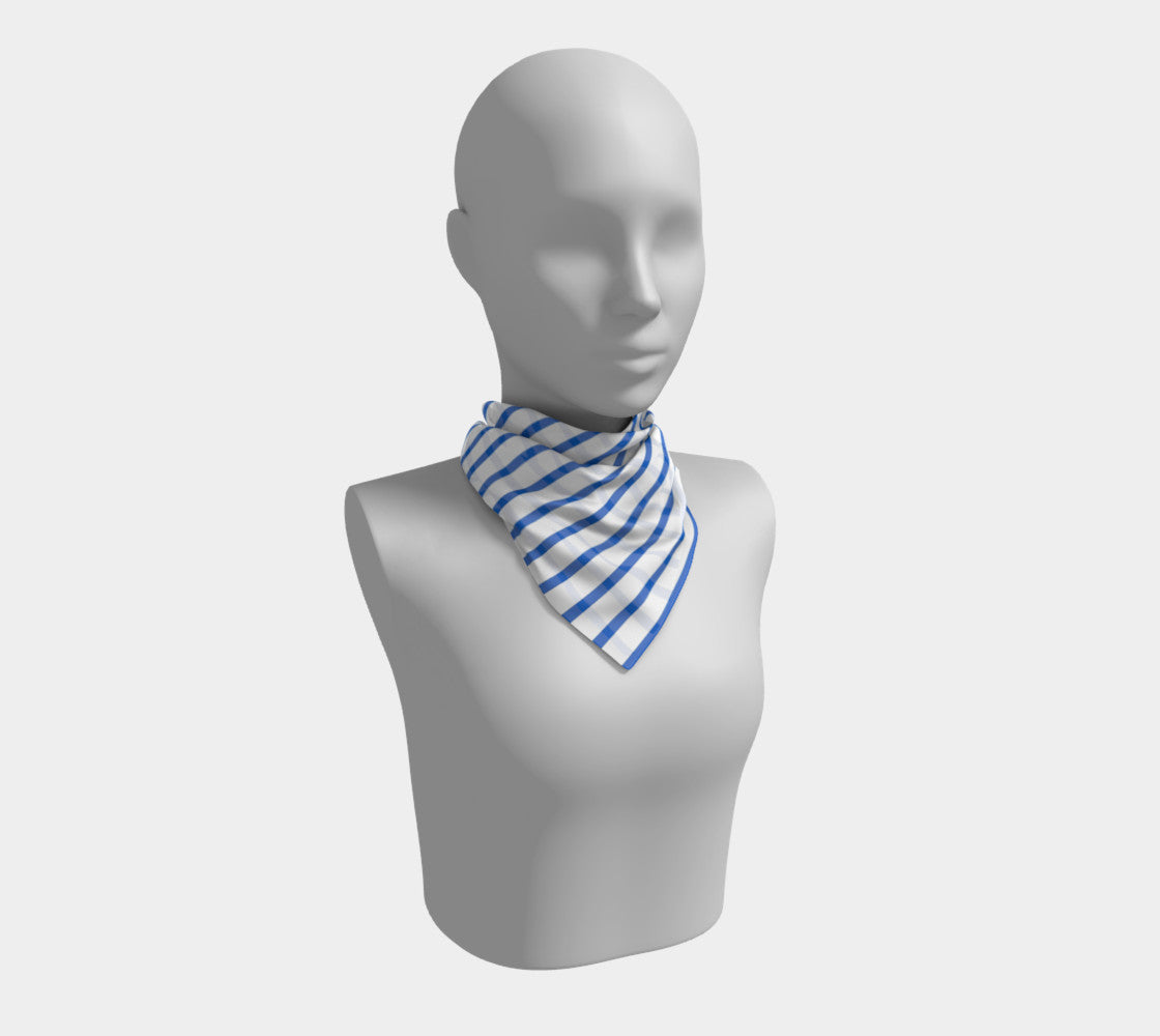 Striped Square Scarf - Blue on White - SummerTies