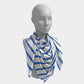 Striped Square Scarf - Blue on White - SummerTies