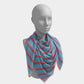 Striped Square Scarf - Darker Coral on Light Blue - SummerTies