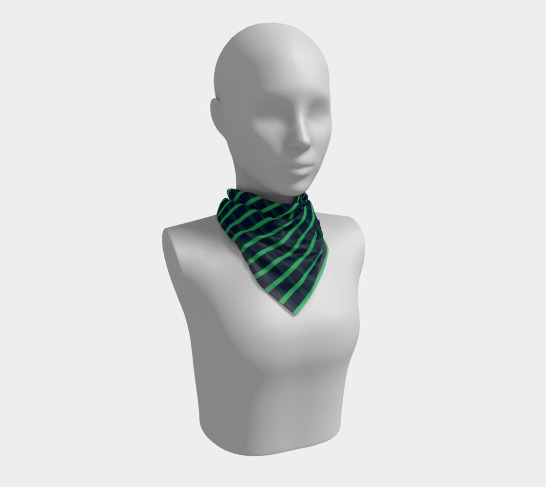 Striped Square Scarf - Green on Navy - SummerTies