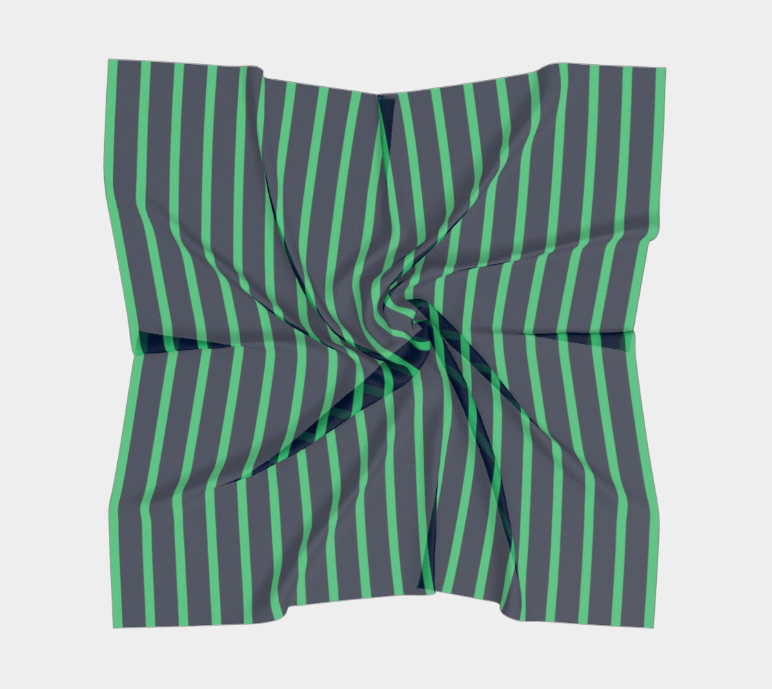 Striped Square Scarf - Green on Navy - SummerTies