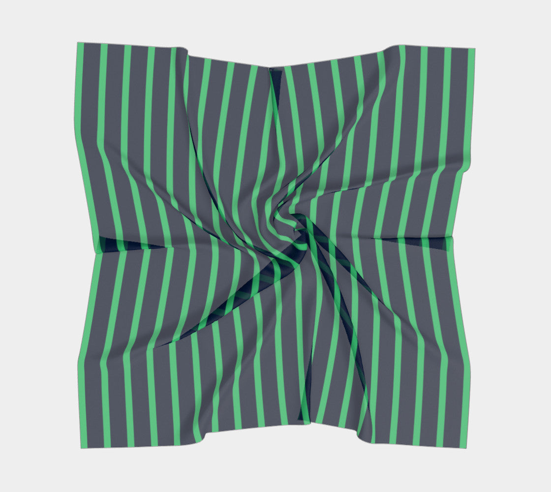 Striped Square Scarf - Green on Navy - SummerTies