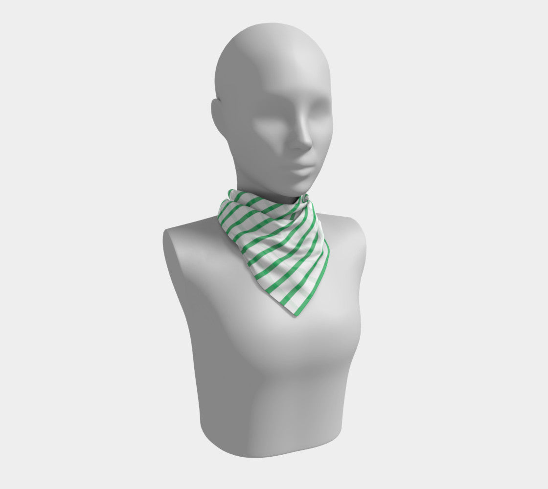 Striped Square Scarf - Green on White - SummerTies