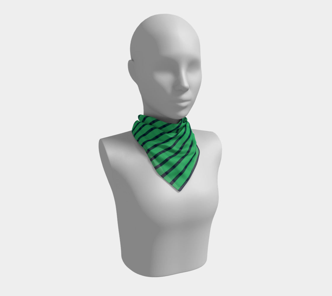 Striped Square Scarf - Navy on Green - SummerTies