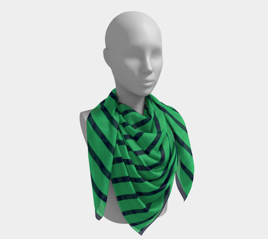 Striped Square Scarf - Navy on Green - SummerTies