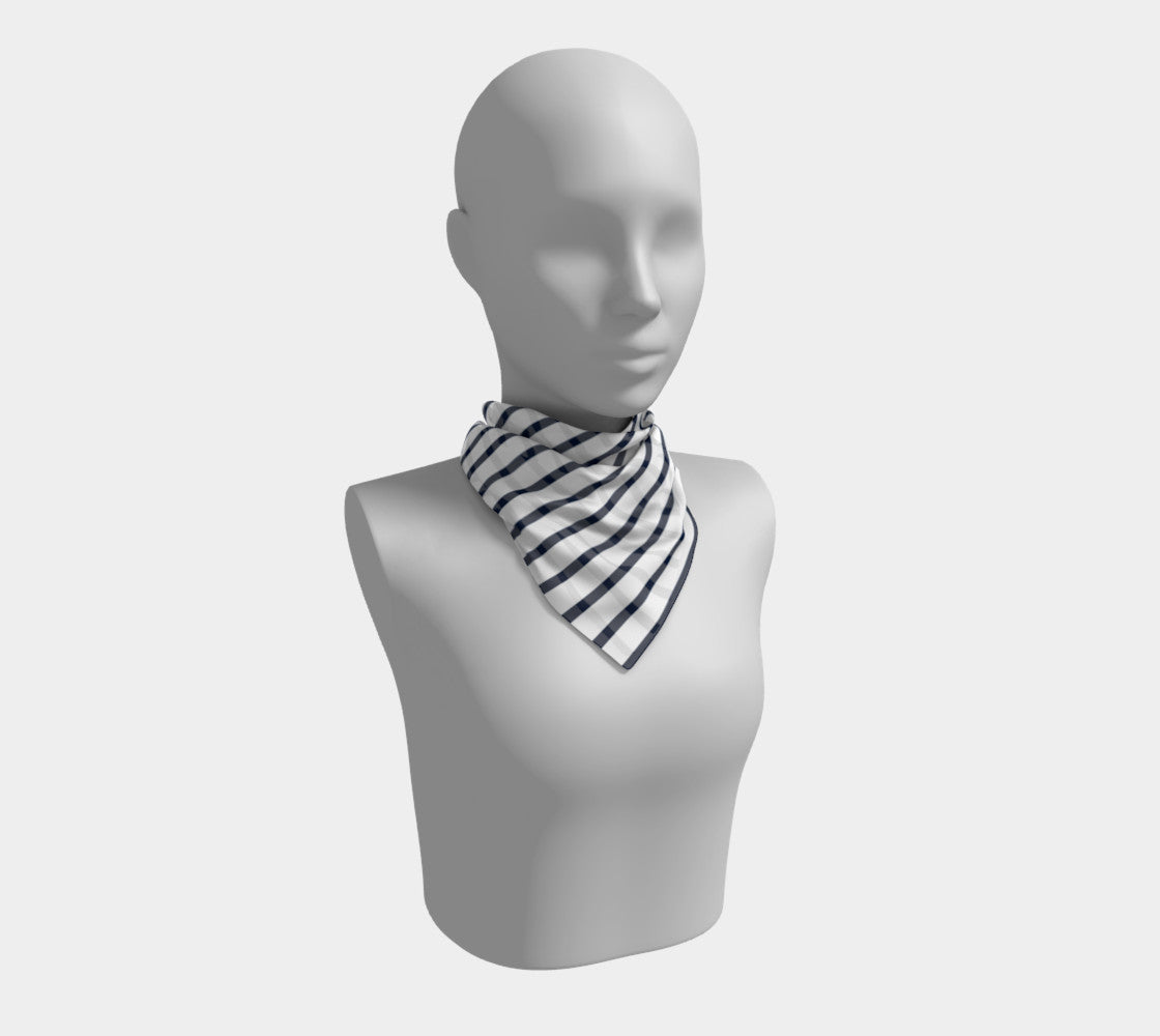 Striped Square Scarf - Navy on White - SummerTies