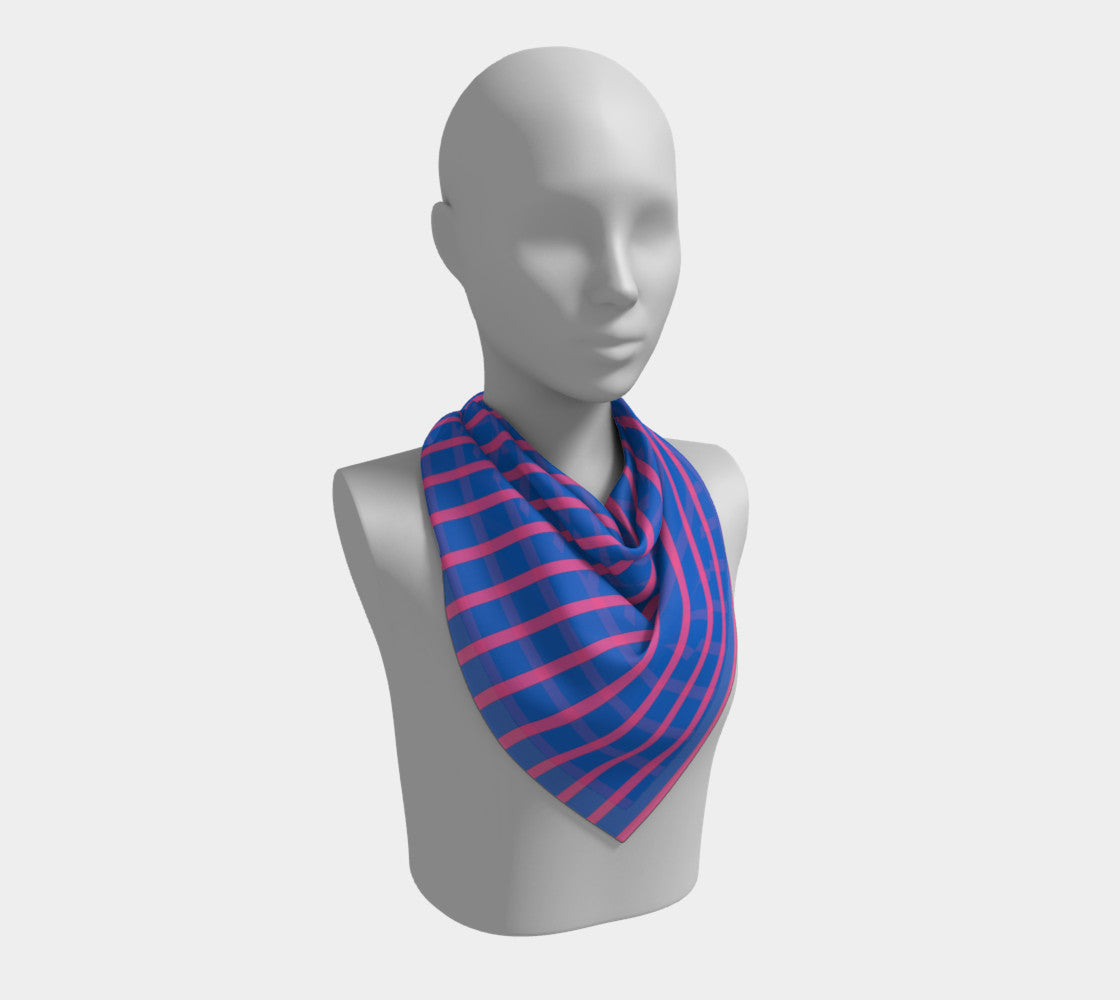 Striped Square Scarf - Pink on Blue - SummerTies