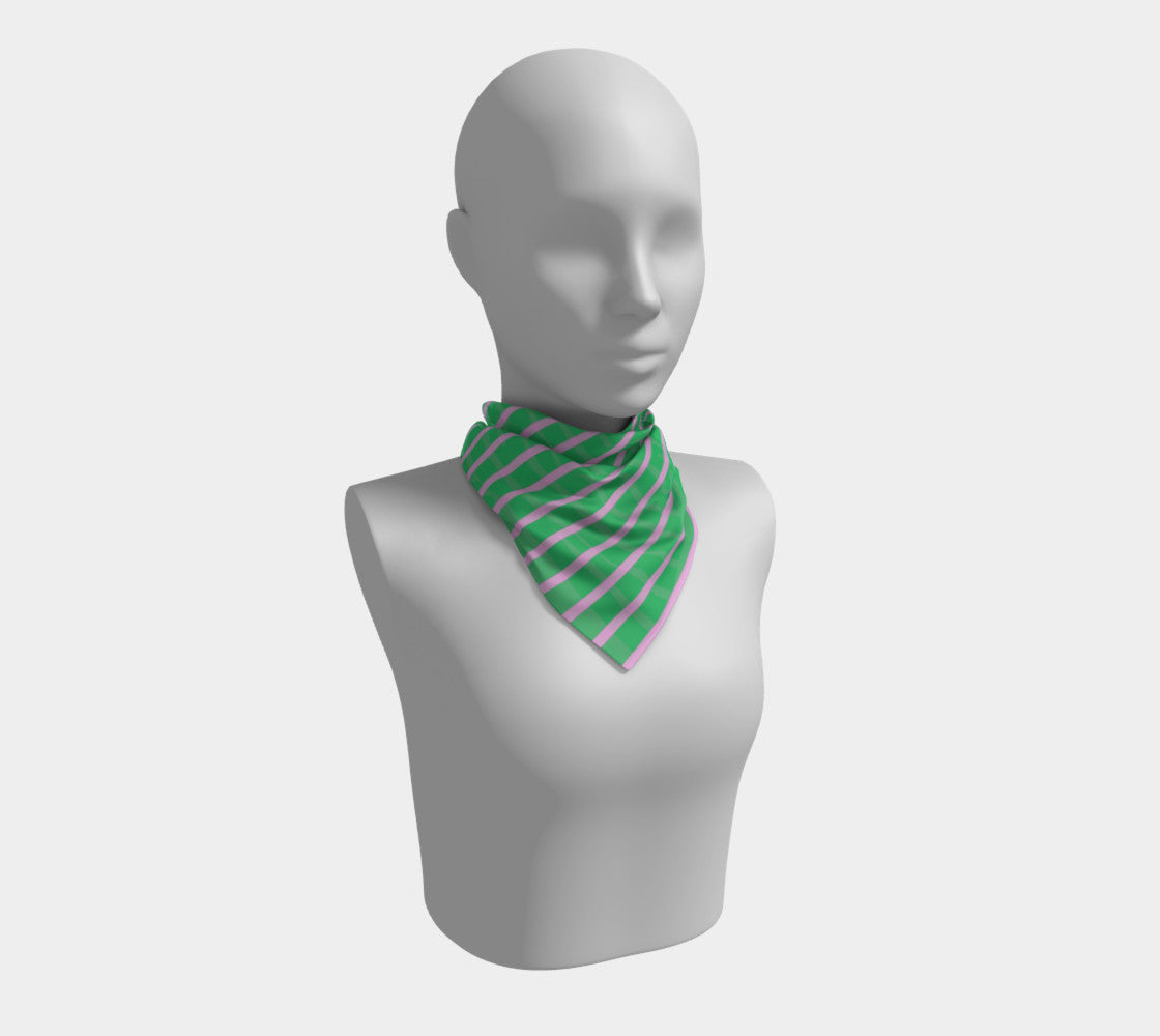 Striped Square Scarf - Pink on Green - SummerTies