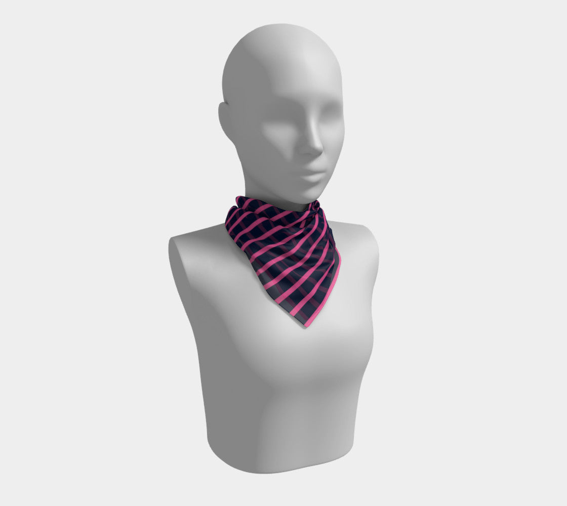 Striped Square Scarf - Pink on Navy - SummerTies