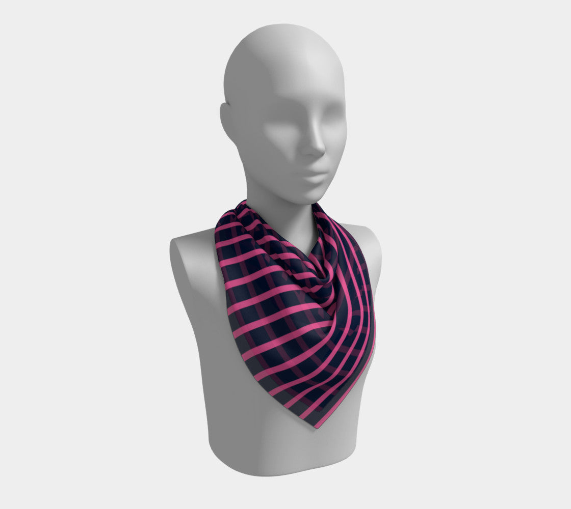 Striped Square Scarf - Pink on Navy - SummerTies