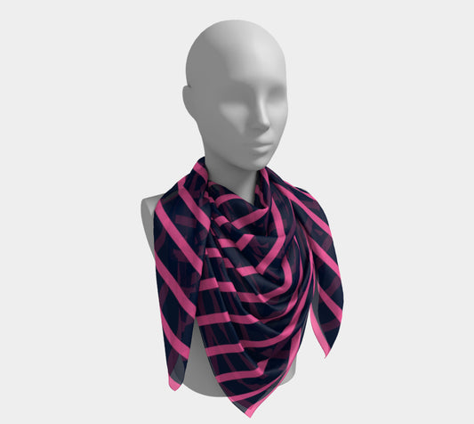 Striped Square Scarf - Pink on Navy - SummerTies